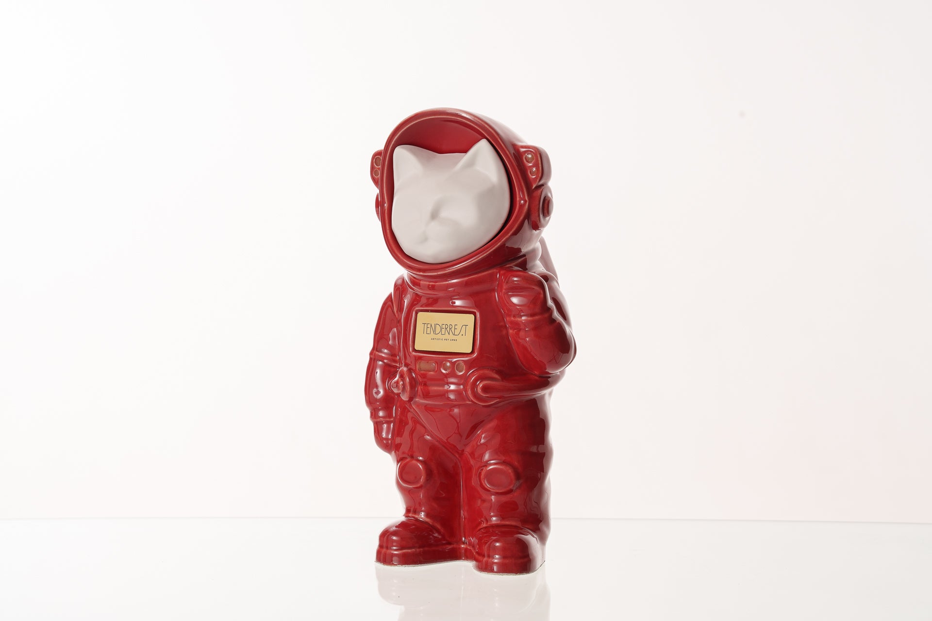 Urn for Ashes Astronaut Cat. Handmade Customisable Cat Cremation Urn. Handmade Astronaut Art Urn. Keepsake for Ashes by TenderRest. White Matte Head