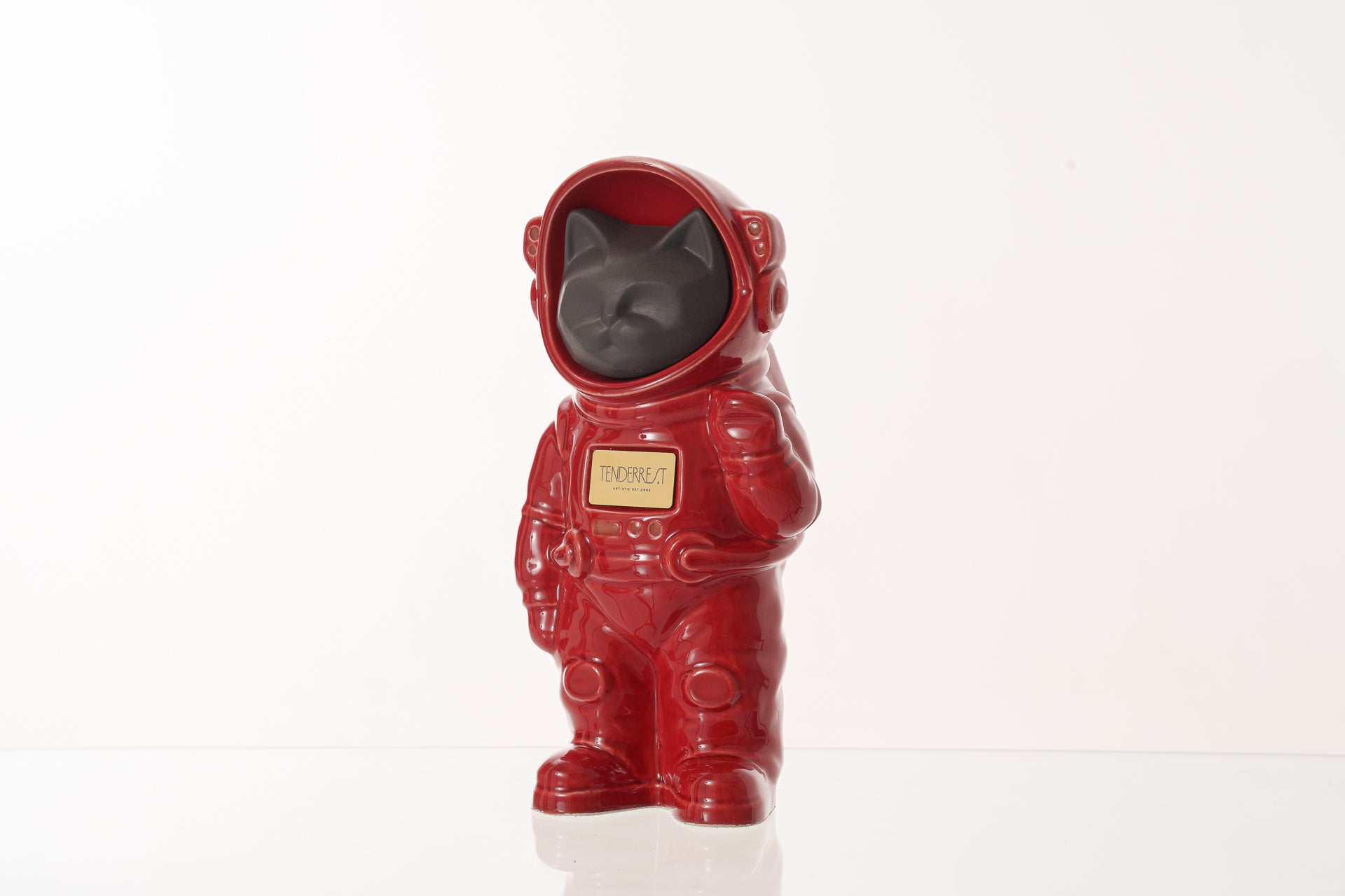 Urn for Ashes Astronaut Cat. Handmade Customisable Cat Cremation Urn. Handmade Astronaut Art Urn. Keepsake for Ashes by TenderRest. Red Costume