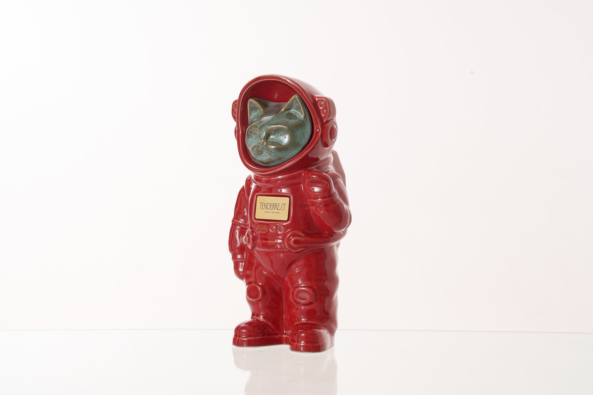 Urn for Ashes Astronaut Cat. Handmade Customisable Cat Cremation Urn. Handmade Astronaut Art Urn. Keepsake for Ashes by TenderRest. Red Suit