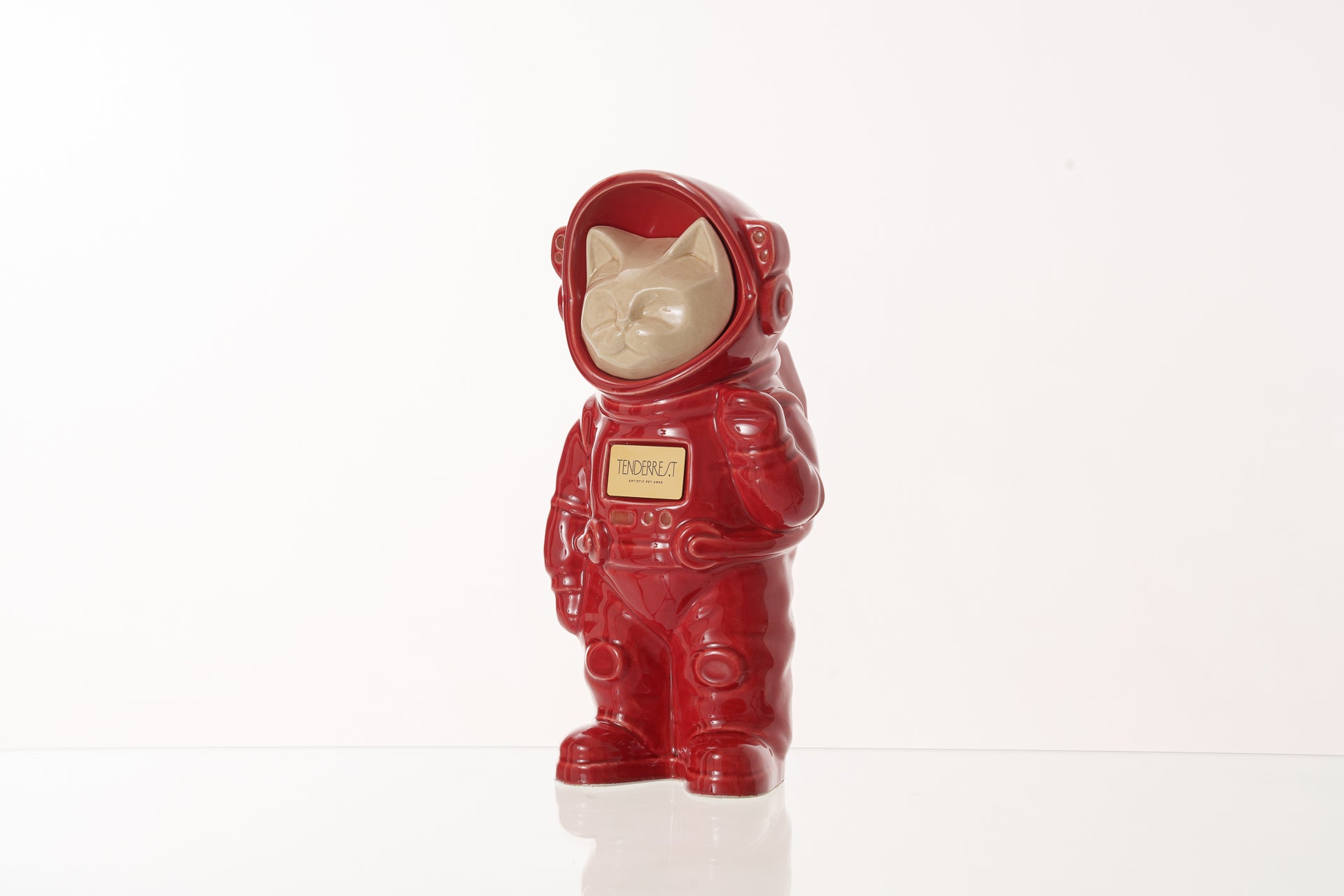 Urn for Ashes Astronaut Cat. Handmade Customisable Cat Cremation Urn. Handmade Astronaut Art Urn. Keepsake for Ashes by TenderRest. Red Costume