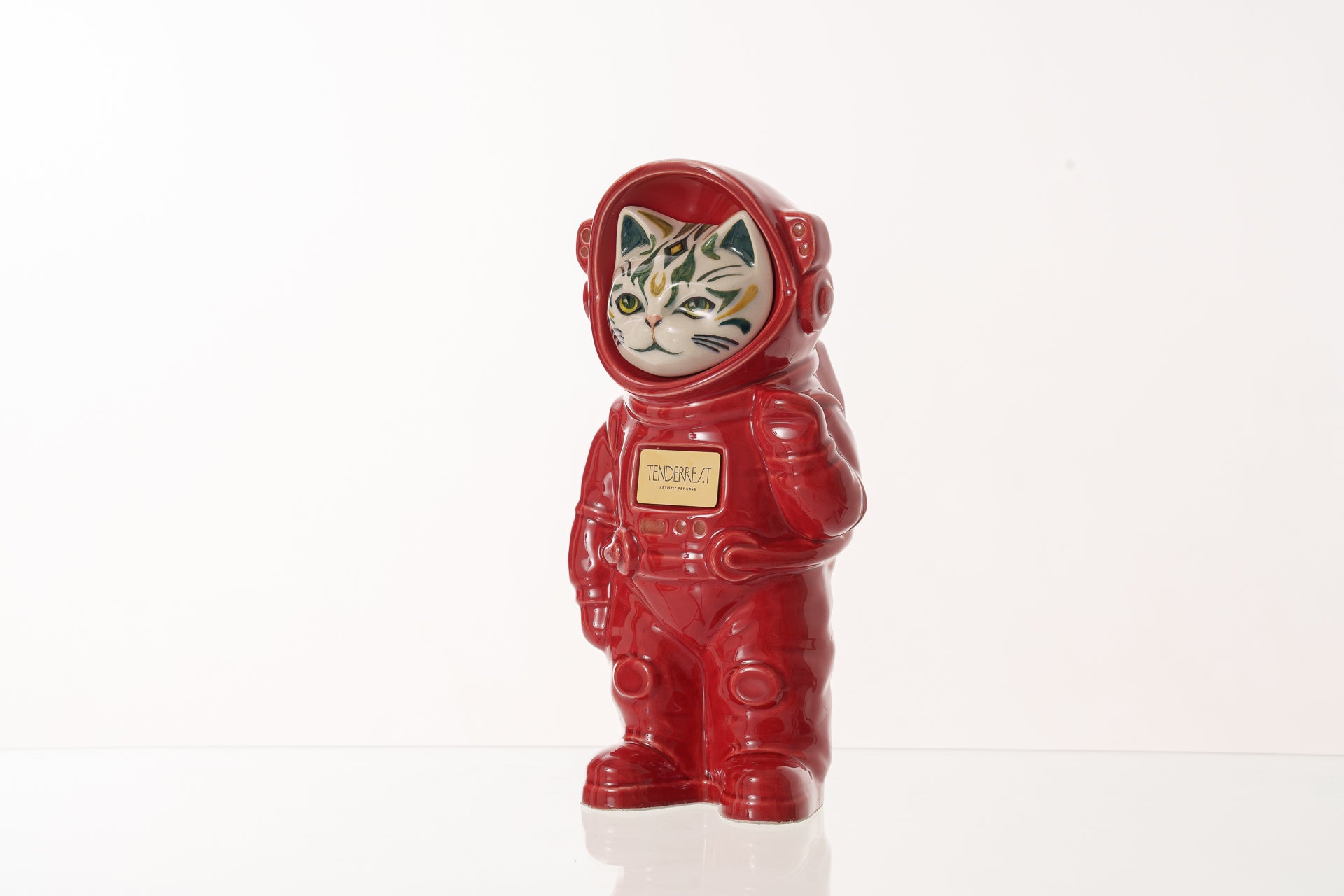 Handmade Customisable Cat Lunar Cremation Urn. Handmade Astronaut Art Urn by TenderRest Red Costume