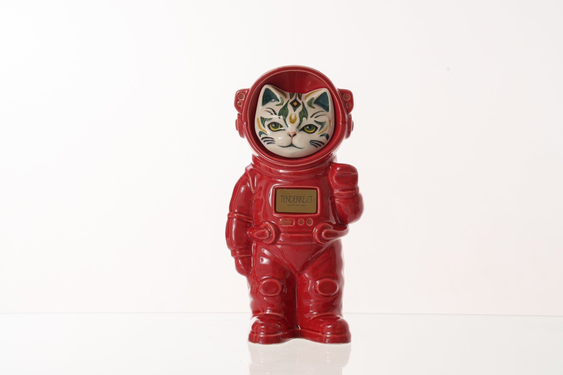 Handmade Customisable Cat Lunar Cremation Urn. Handmade Astronaut Art Urn by TenderRest Red Costume