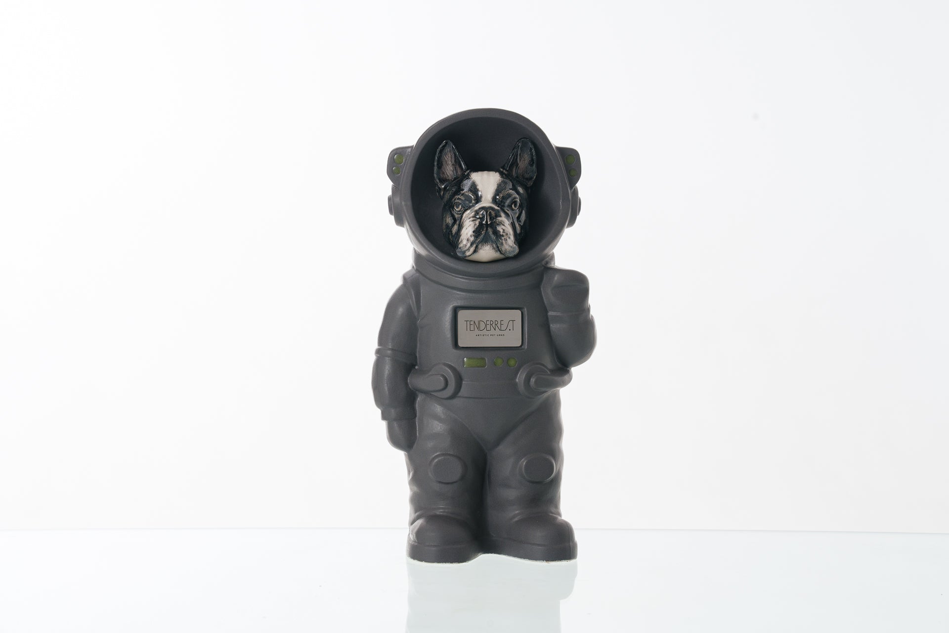 Urn for Ashes Astronaut Dog French Bulldog. Handmade Customisable Dog Cremation Urn. Handmade Astronaut Art Urn. Keepsake for Ashes by TenderRest. Grey Suite