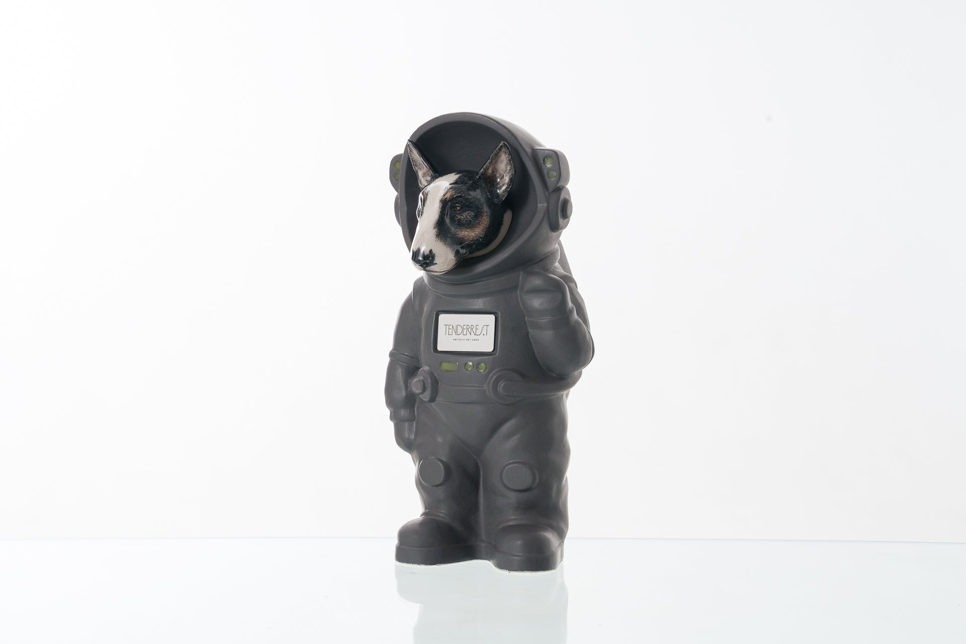 Urn for Ashes Astronaut Dog Bull Terrier. Handmade Customisable Dog Cremation Urn. Handmade Astronaut Art Urn. Keepsake for Ashes by TenderRest. Grey Customizable