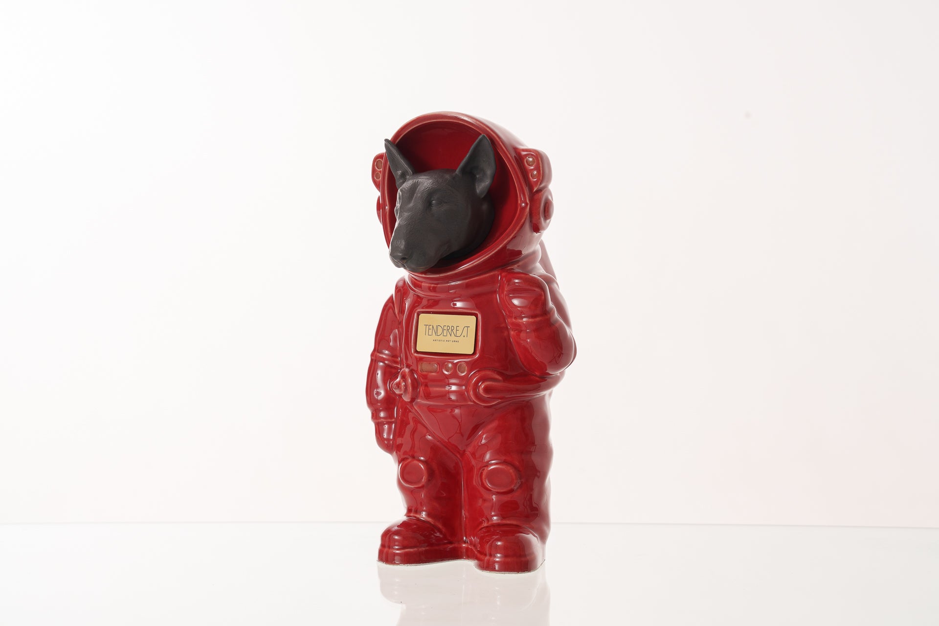 Urn for Ashes Astronaut Dog Bull Terrier. Handmade Customisable Dog Cremation Urn. Handmade Astronaut Art Urn. Keepsake for Ashes by TenderRest. Red