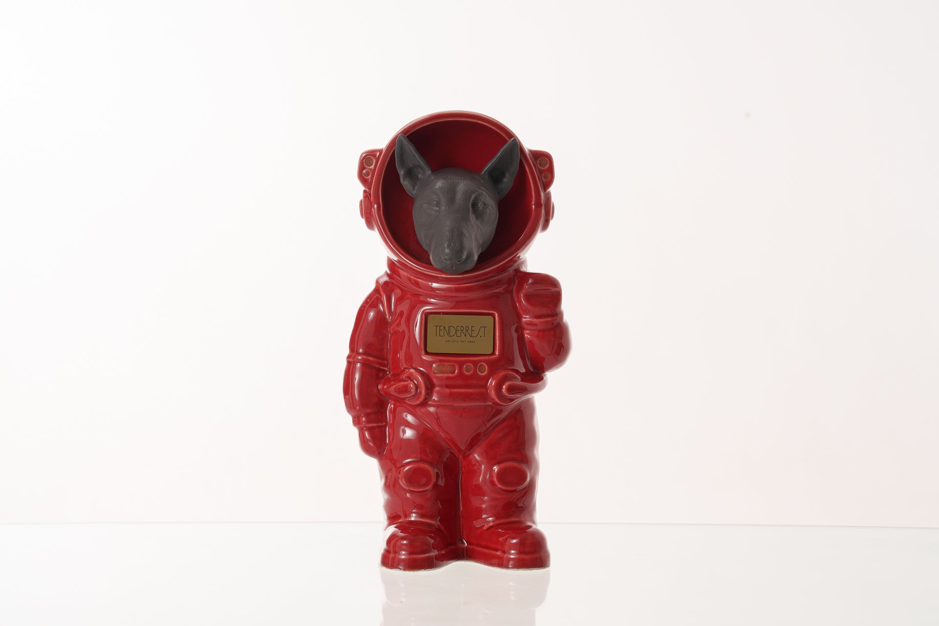Urn for Ashes Astronaut Dog Bull Terrier. Handmade Customisable Dog Cremation Urn. Handmade Astronaut Art Urn. Keepsake for Ashes by TenderRest. Oily Green Melange