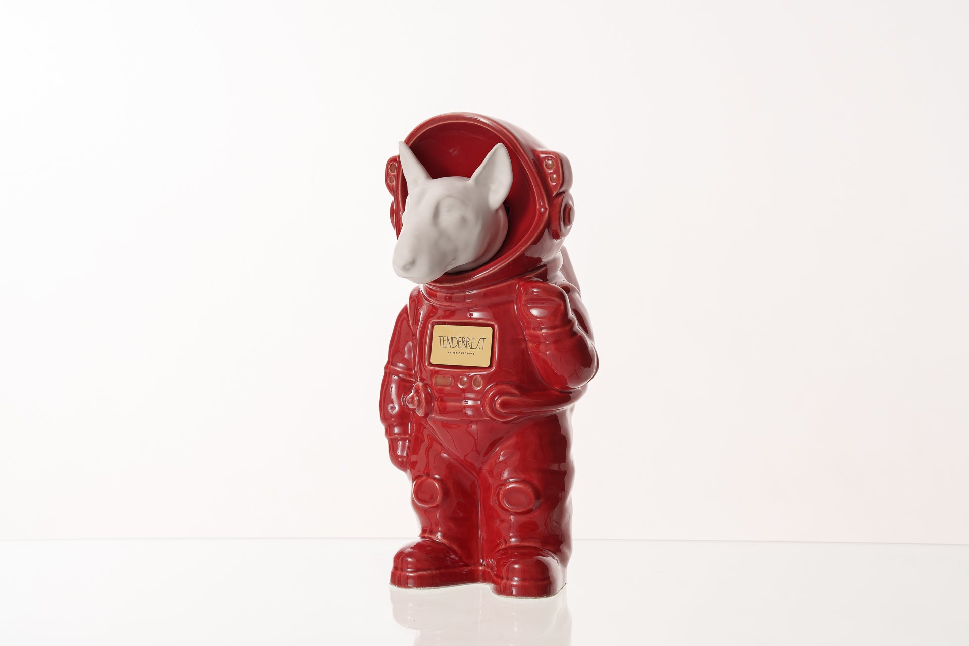 Urn for Ashes Astronaut Dog Bull Terrier. Handmade Customisable Dog Cremation Urn. Handmade Astronaut Art Urn. Keepsake for Ashes by TenderRest. Red