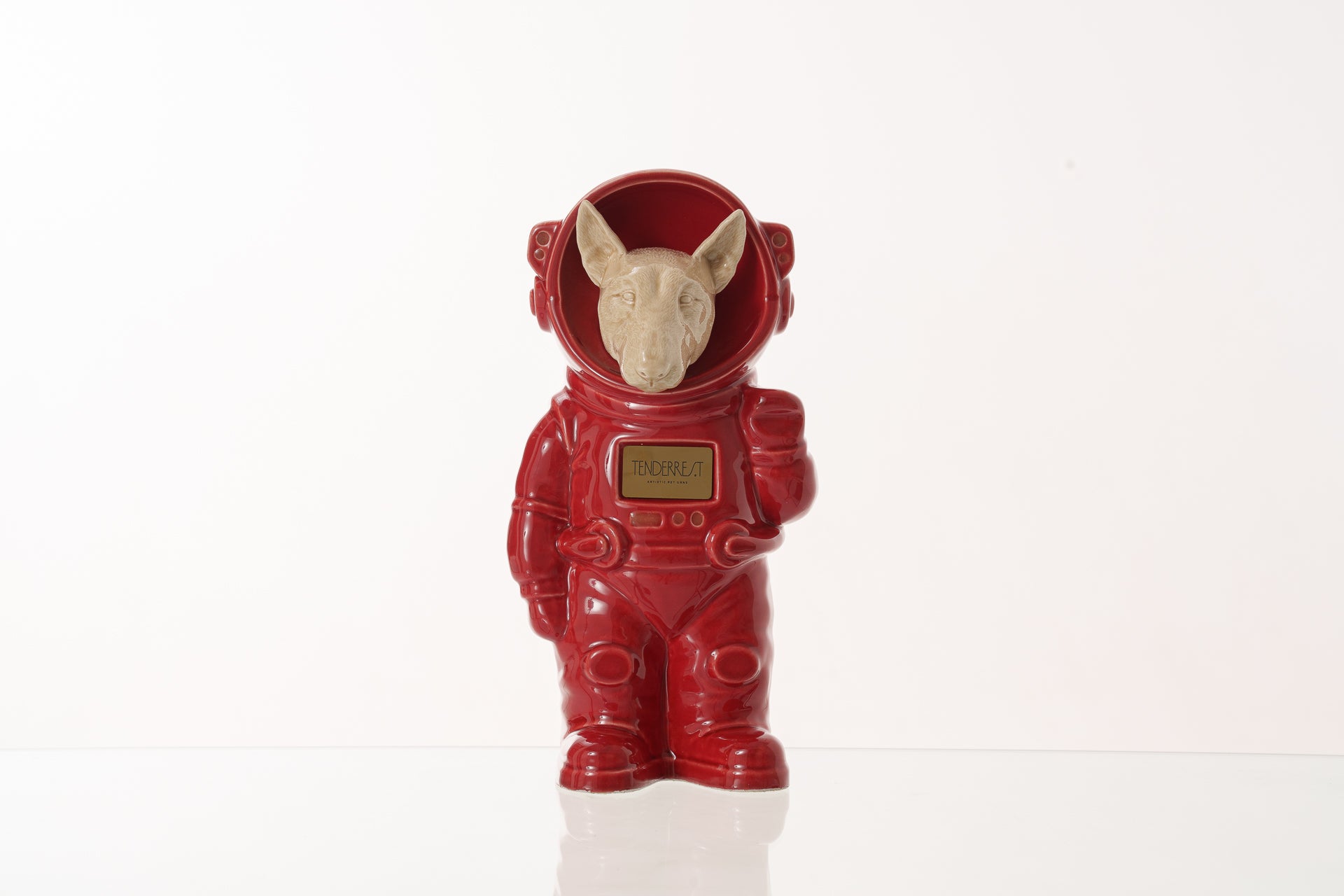 Urn for Ashes Astronaut Dog Bull Terrier. Handmade Customisable Dog Cremation Urn. Handmade Astronaut Art Urn. Keepsake for Ashes by TenderRest. Red Costume