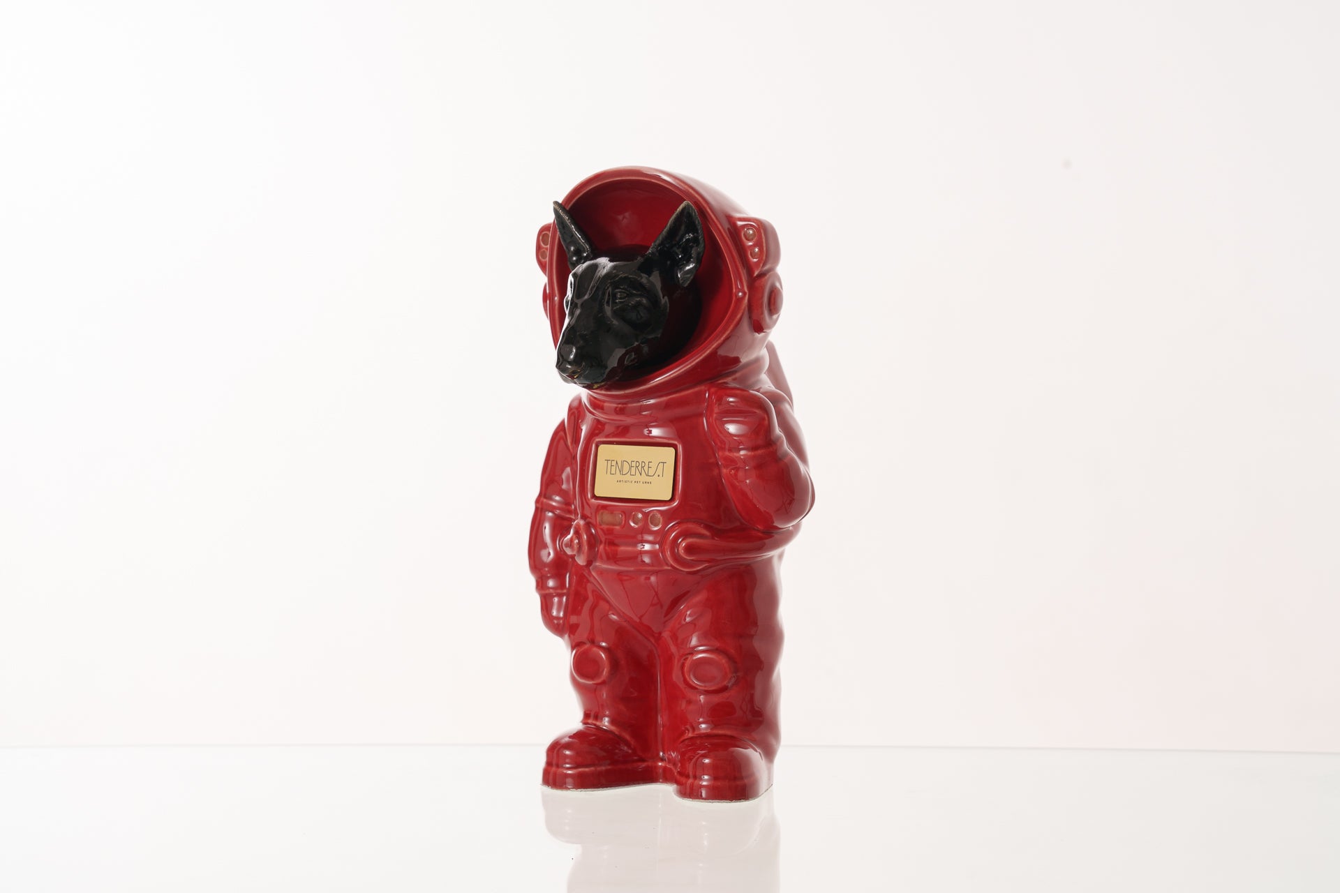 Urn for Ashes Astronaut Dog Bull Terrier. Handmade Customisable Dog Cremation Urn. Handmade Astronaut Art Urn. Keepsake for Ashes by TenderRest. Red