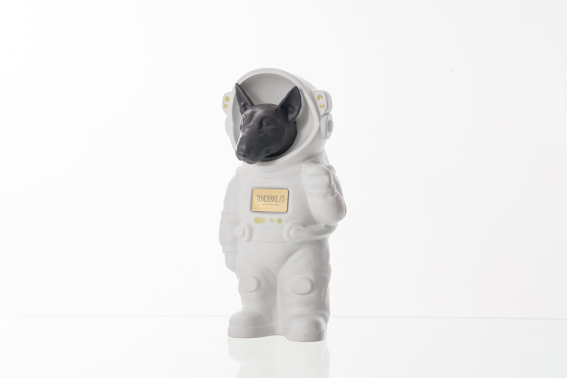 Urn for Ashes Astronaut Dog Bull Terrier. Handmade Customisable Dog Cremation Urn. Handmade Astronaut Art Urn. Keepsake for Ashes by TenderRest. White Costume