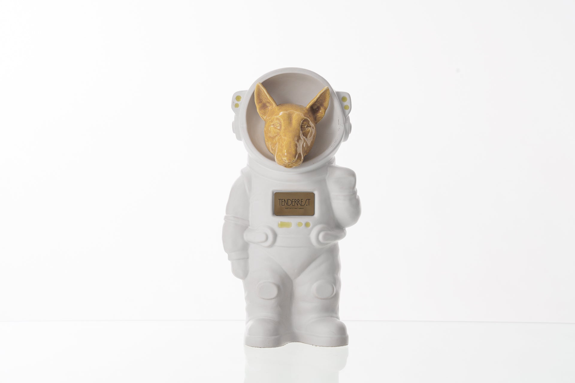 Urn for Ashes Astronaut Dog Bull Terrier. Handmade Customisable Dog Cremation Urn. Handmade Astronaut Art Urn. Keepsake for Ashes by TenderRest. White Costume