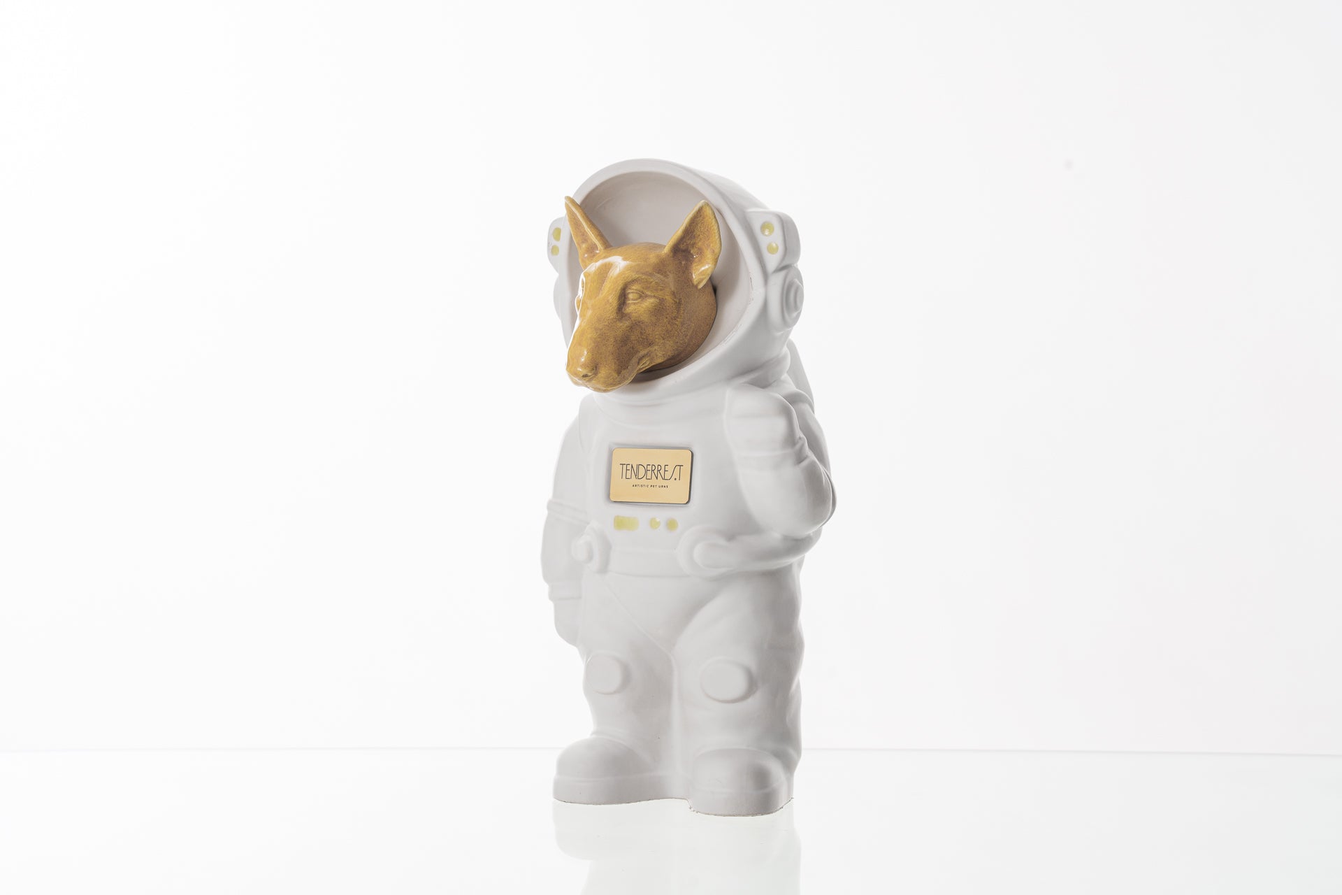 Urn for Ashes Astronaut Dog Bull Terrier. Handmade Customisable Dog Cremation Urn. Handmade Astronaut Art Urn. Keepsake for Ashes by TenderRest. White Costume