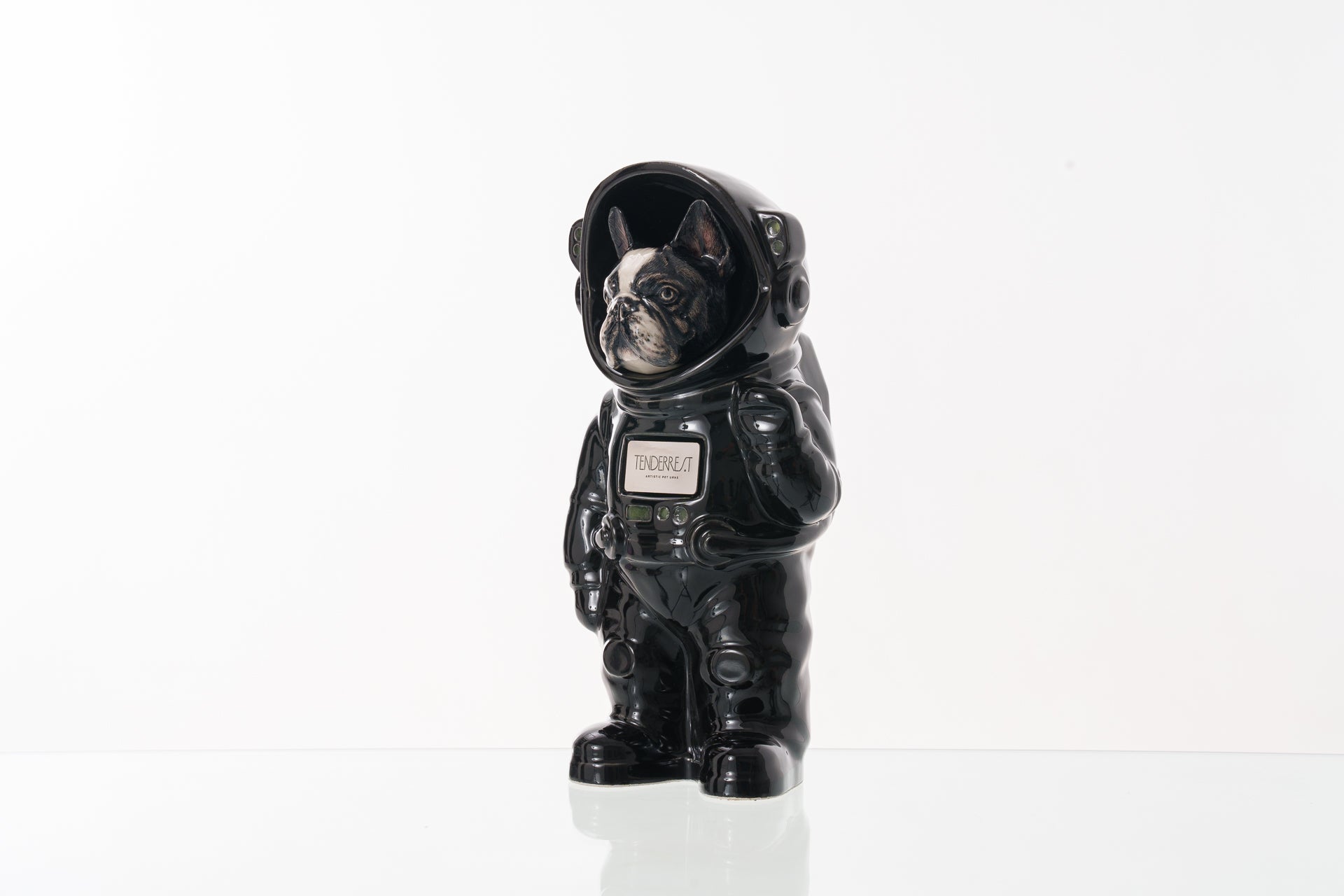 Urn for Ashes Astronaut Dog French Bulldog. Handmade Customisable Dog Cremation Urn. Handmade Astronaut Art Urn. Keepsake for Ashes by TenderRest. Black