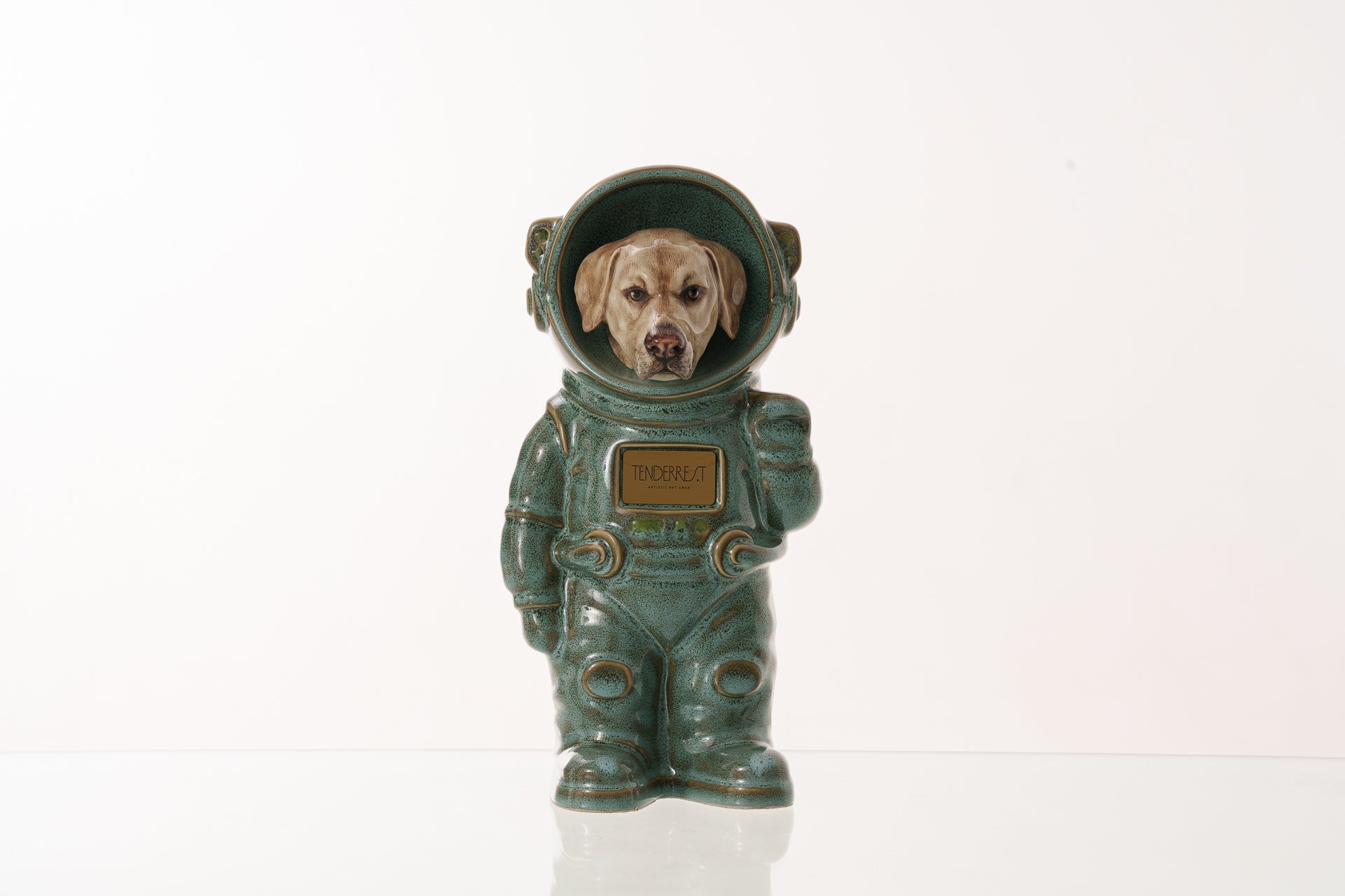 Urn for Ashes Astronaut Dog Labrador Retriever. Handmade Customisable Dog Cremation Urn. Handmade Astronaut Art Urn. Keepsake for Ashes by TenderRest. Oily Green Melange