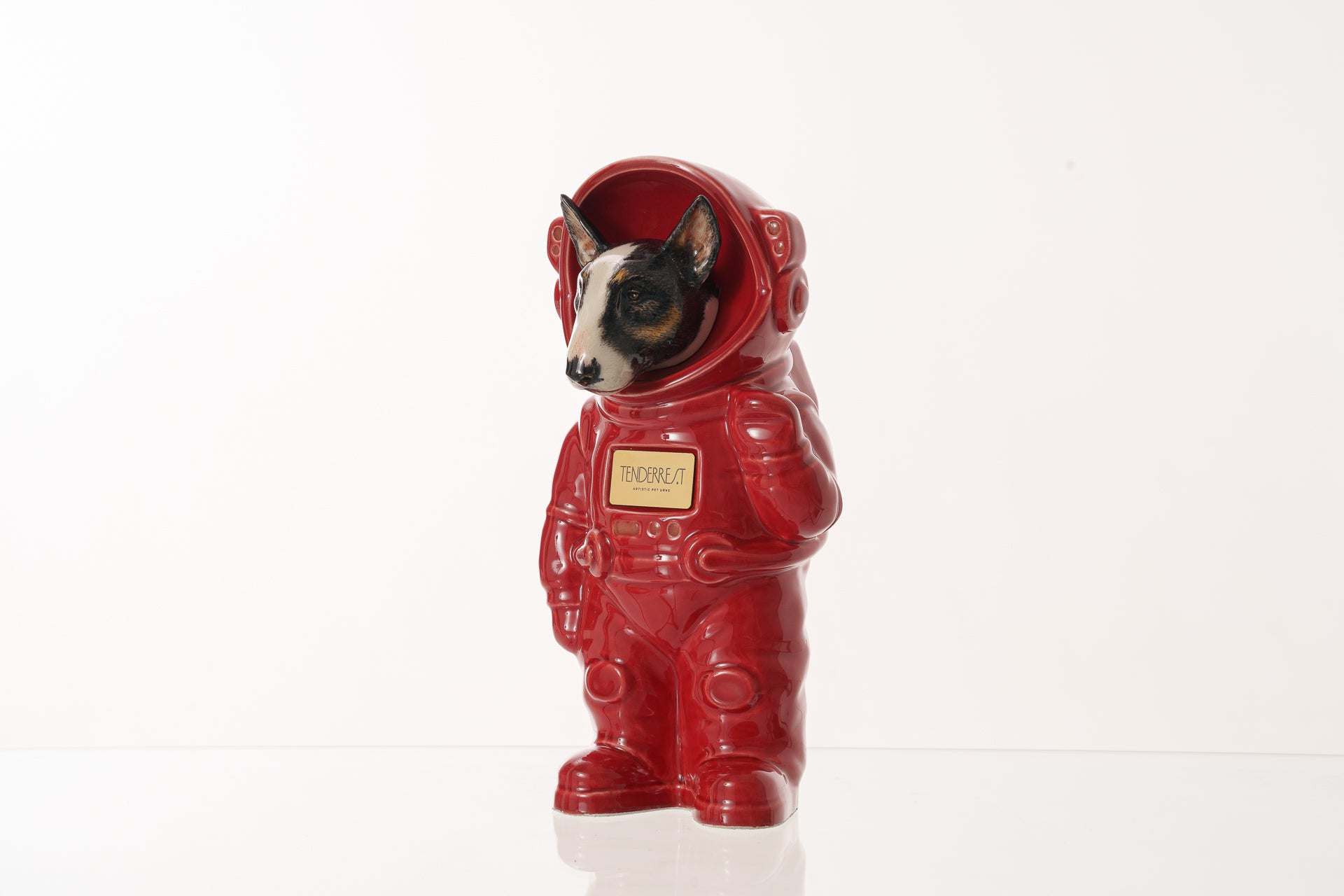 Urn for Ashes Astronaut Dog Bull Terrier. Handmade Customisable Dog Cremation Urn. Handmade Astronaut Art Urn. Keepsake for Ashes by TenderRest. Red Costume