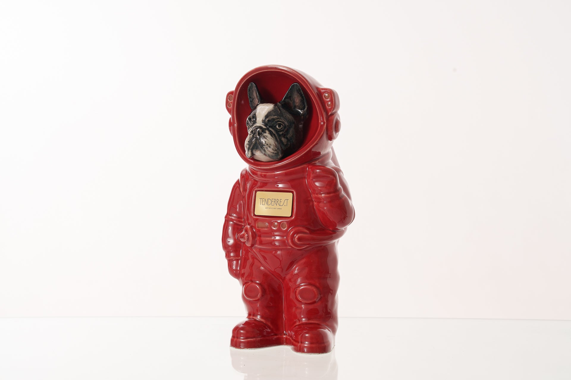Urn for Ashes Astronaut Dog French Bulldog. Handmade Customisable Dog Cremation Urn. Handmade Astronaut Art Urn. Keepsake for Ashes by TenderRest. Red Suite