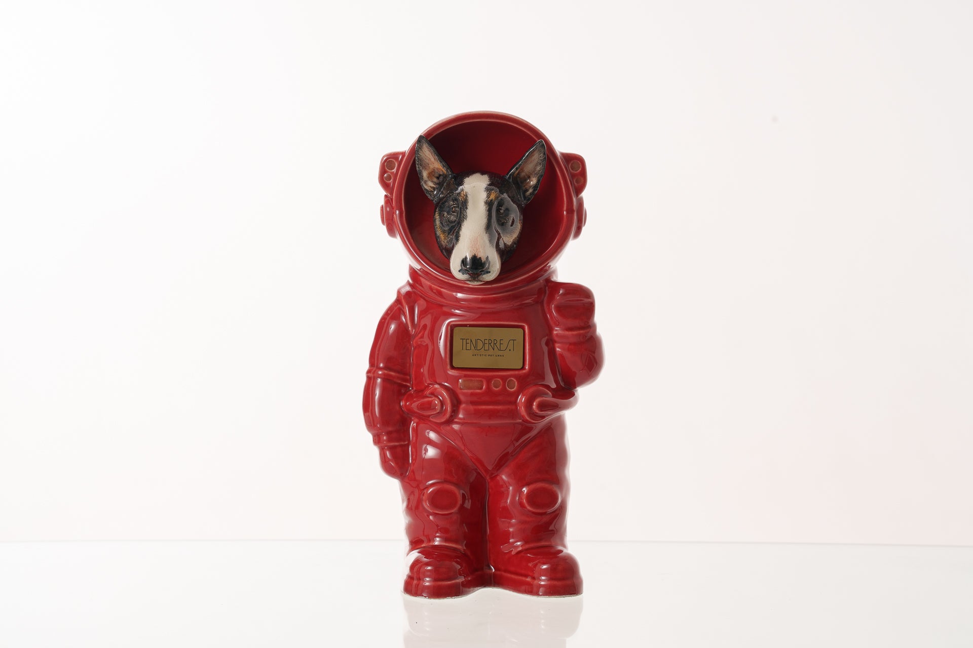 Urn for Ashes Astronaut Dog Bull Terrier. Handmade Customisable Dog Cremation Urn. Handmade Astronaut Art Urn. Keepsake for Ashes by TenderRest. Red Costume