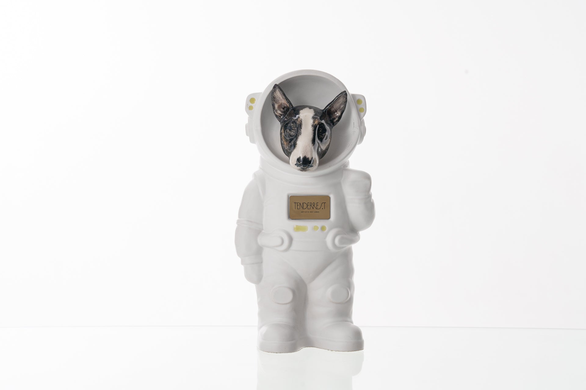 Urn for Ashes Astronaut Dog Bull Terrier. Handmade Customisable Dog Cremation Urn. Handmade Astronaut Art Urn. Keepsake for Ashes by TenderRest. White