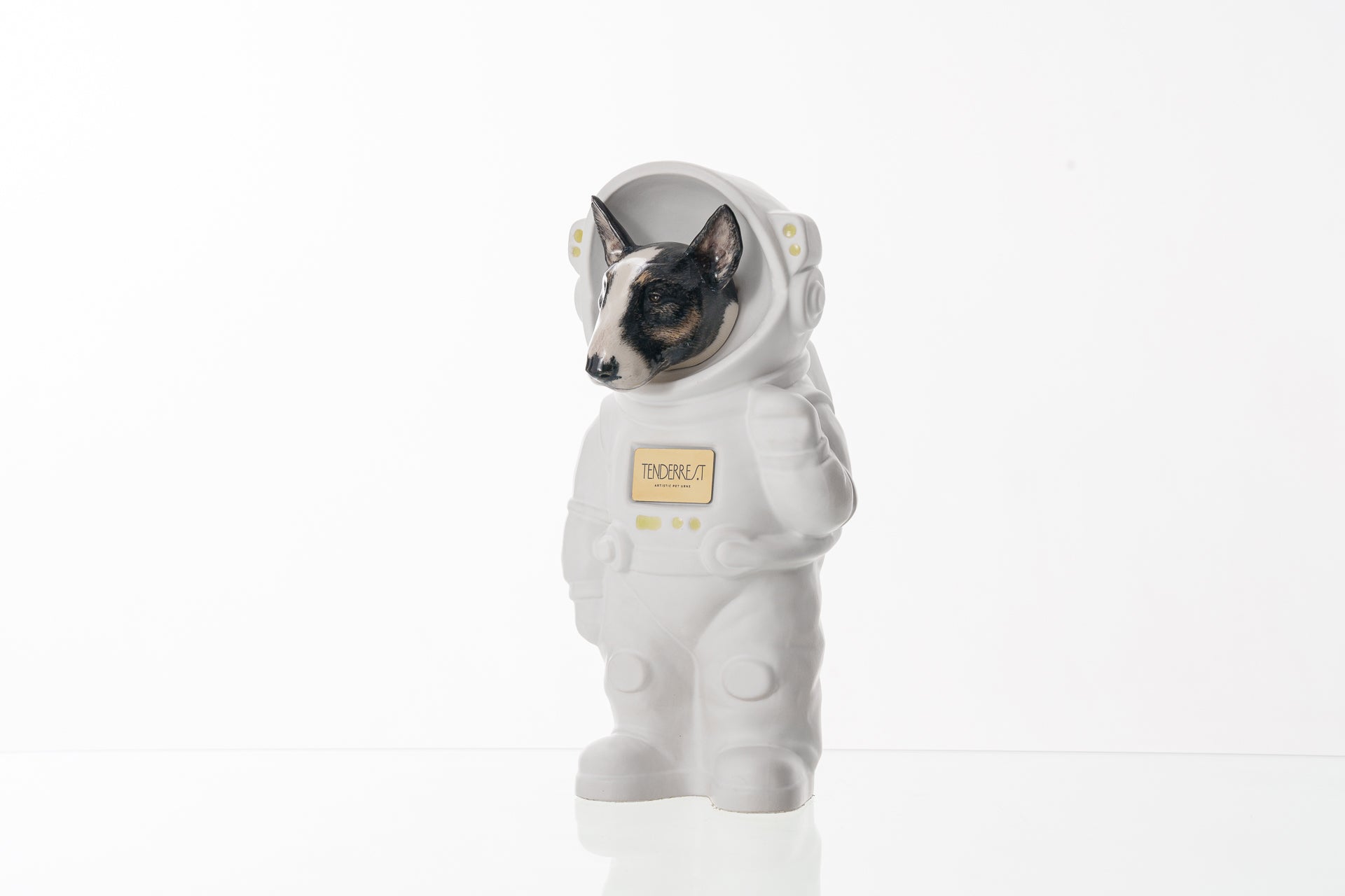 Urn for Ashes Astronaut Dog Bull Terrier. Handmade Customisable Dog Cremation Urn. Handmade Astronaut Art Urn. Keepsake for Ashes by TenderRest. White