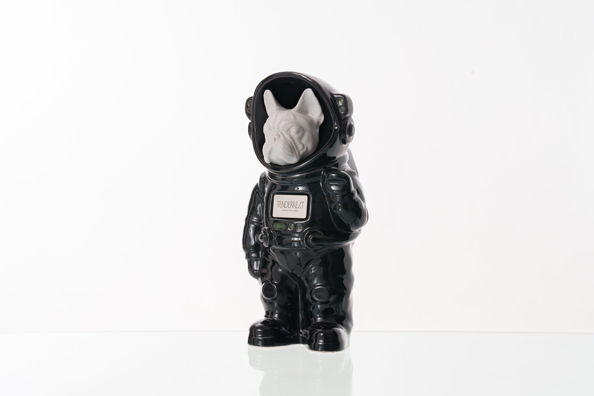 Urn for Ashes Astronaut Dog French Bulldog. Handmade Customisable Dog Cremation Urn. Handmade Astronaut Art Urn. Keepsake for Ashes by TenderRest. Black
