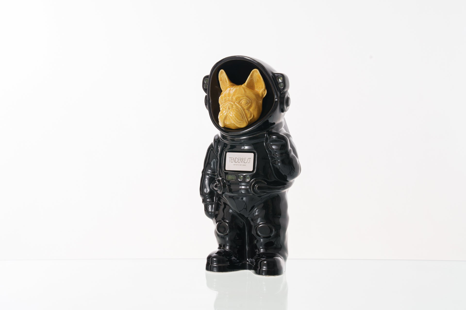 Urn for Ashes Astronaut Dog French Bulldog. Handmade Customisable Dog Cremation Urn. Handmade Astronaut Art Urn. Keepsake for Ashes by TenderRest. Black
