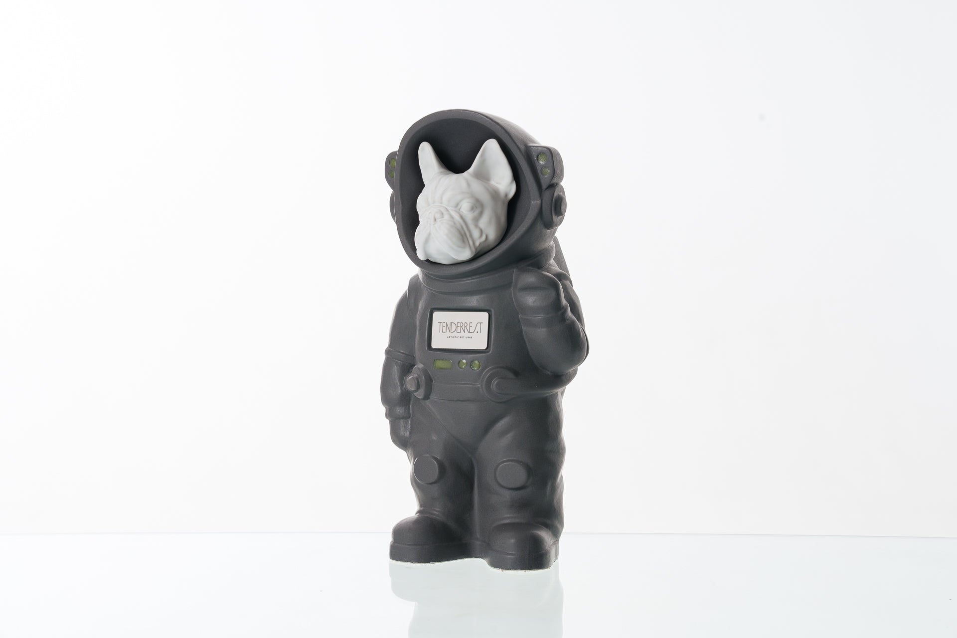 Urn for Ashes Astronaut Dog French Bulldog. Handmade Customisable Dog Cremation Urn. Handmade Astronaut Art Urn. Keepsake for Ashes by TenderRest. Grey Costume