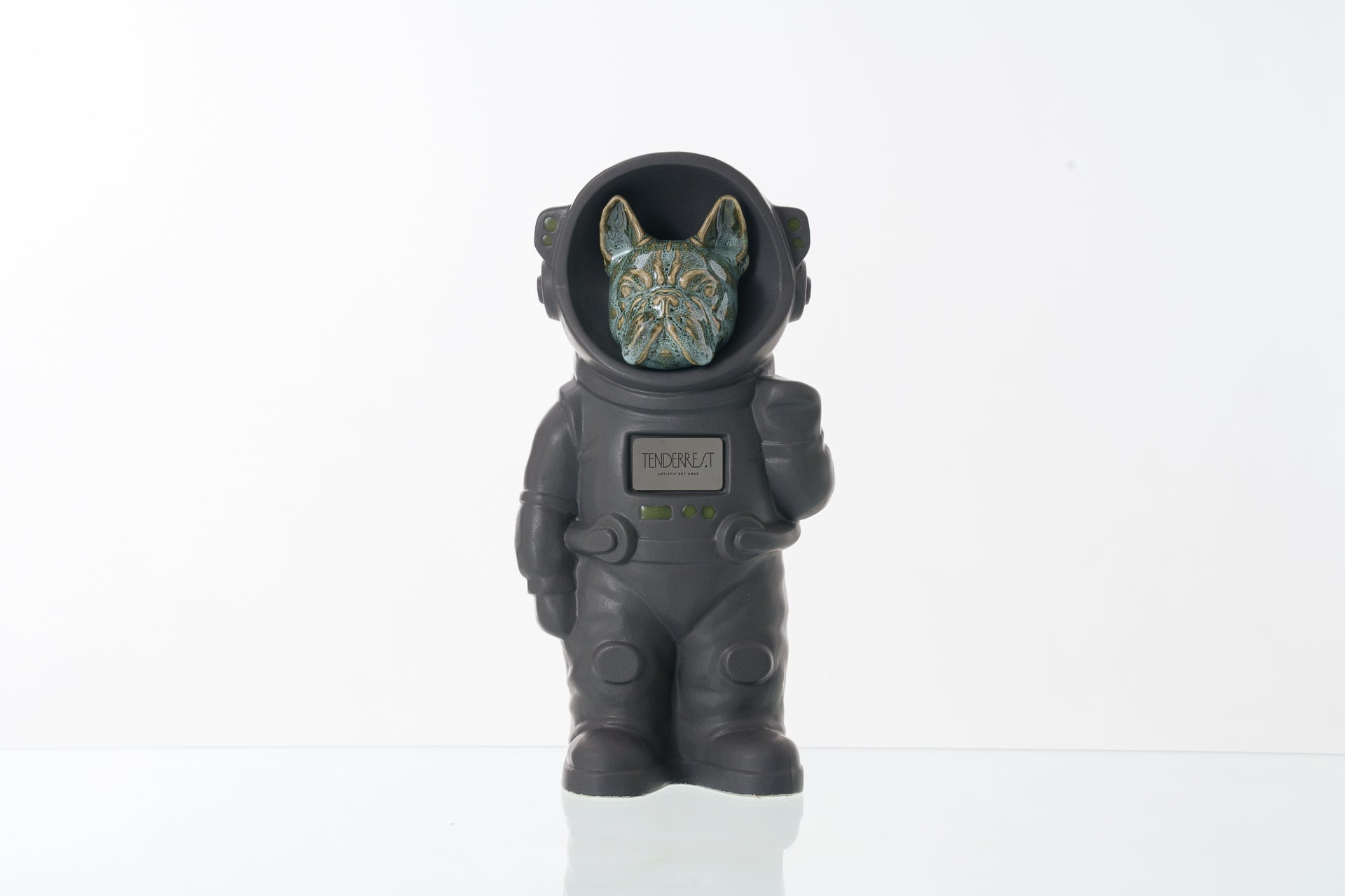 Urn for Ashes Astronaut Dog French Bulldog. Handmade Customisable Dog Cremation Urn. Handmade Astronaut Art Urn. Keepsake for Ashes by TenderRest. Grey Costume