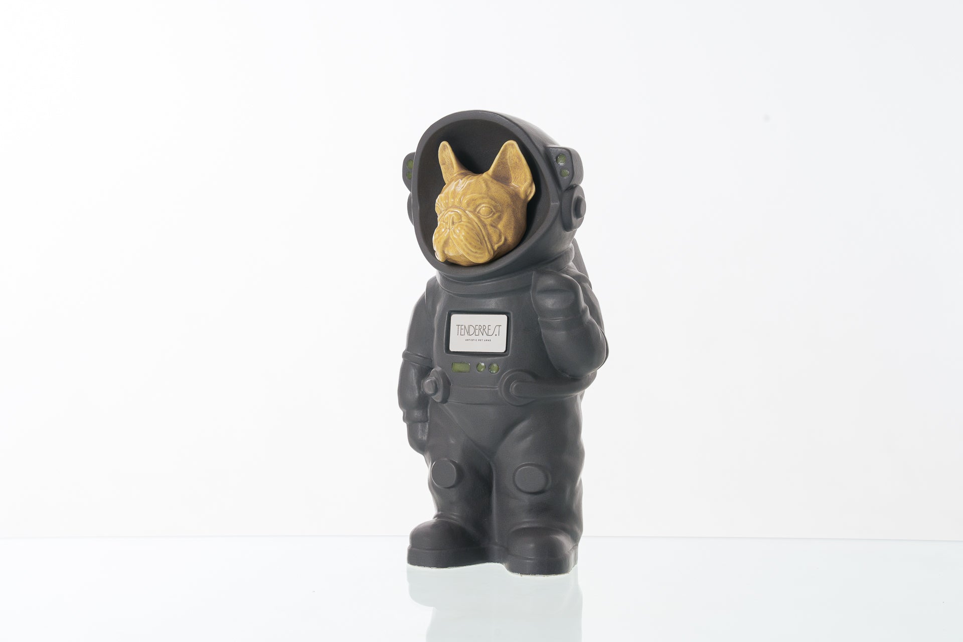 Urn for Ashes Astronaut Dog French Bulldog. Handmade Customisable Dog Cremation Urn. Handmade Astronaut Art Urn. Keepsake for Ashes by TenderRest. Grey Costume