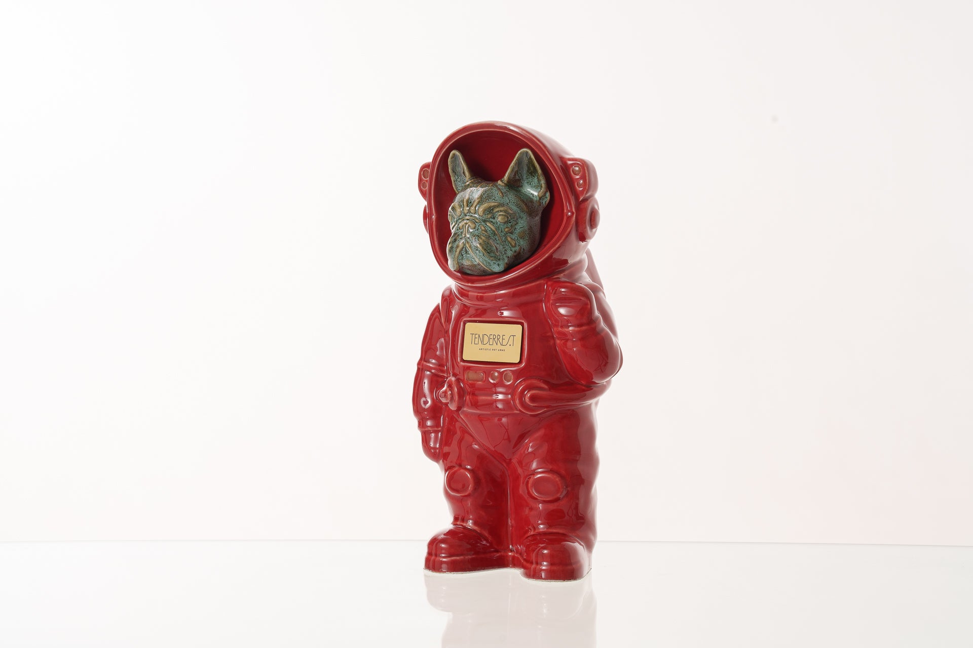 Urn for Ashes Astronaut Dog French Bulldog. Handmade Customisable Dog Cremation Urn. Handmade Astronaut Art Urn. Keepsake for Ashes by TenderRest. REd Costume