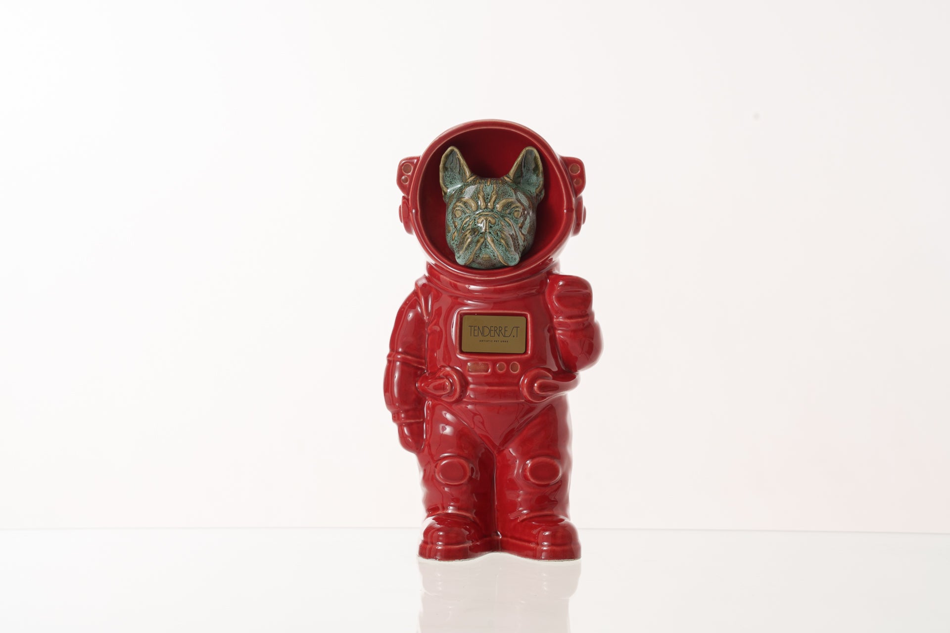 Urn for Ashes Astronaut Dog French Bulldog. Handmade Customisable Dog Cremation Urn. Handmade Astronaut Art Urn. Keepsake for Ashes by TenderRest. Red Costume