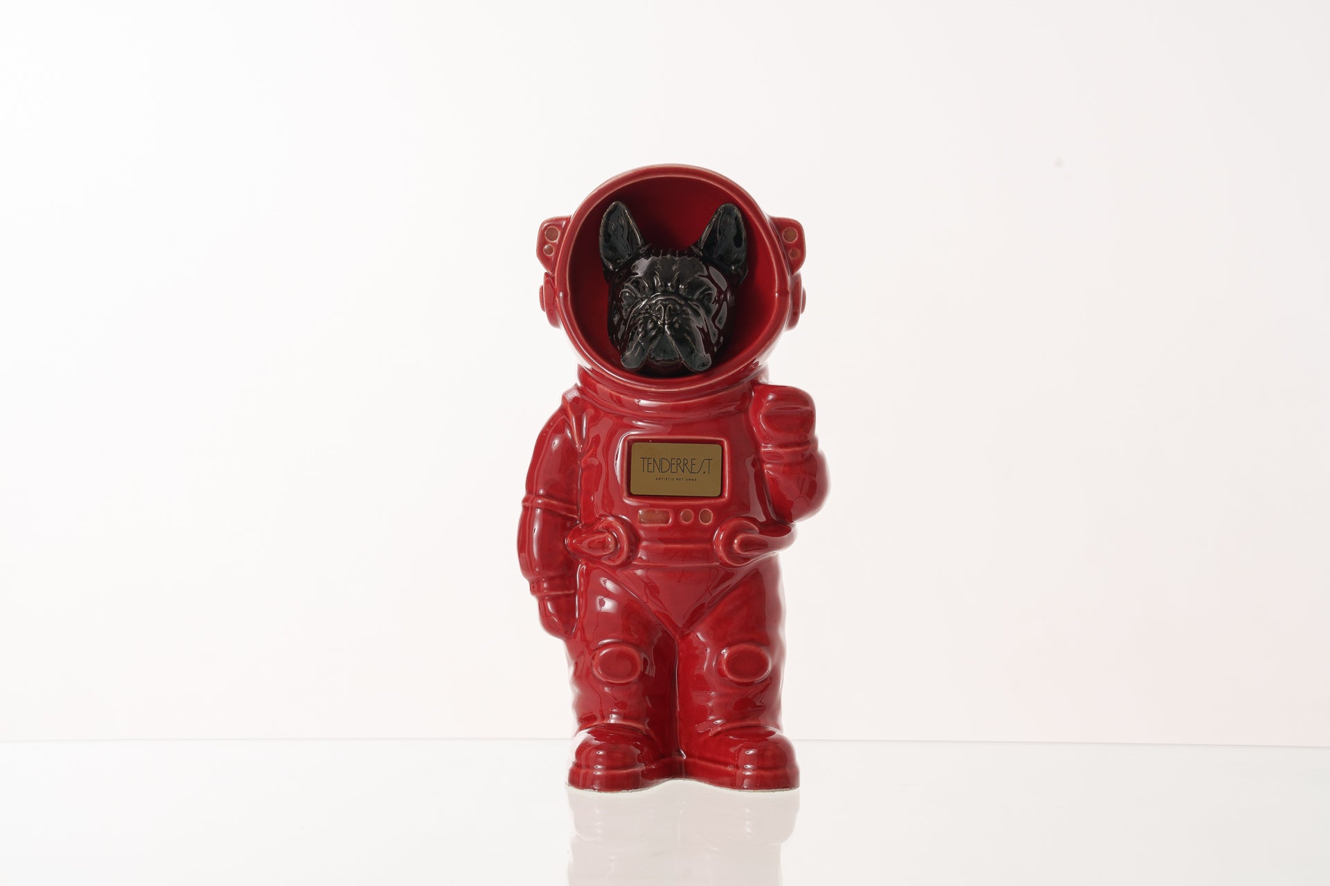 Urn for Ashes Astronaut Dog French Bulldog. Handmade Customisable Dog Cremation Urn. Handmade Astronaut Art Urn. Keepsake for Ashes by TenderRest. Red Costume