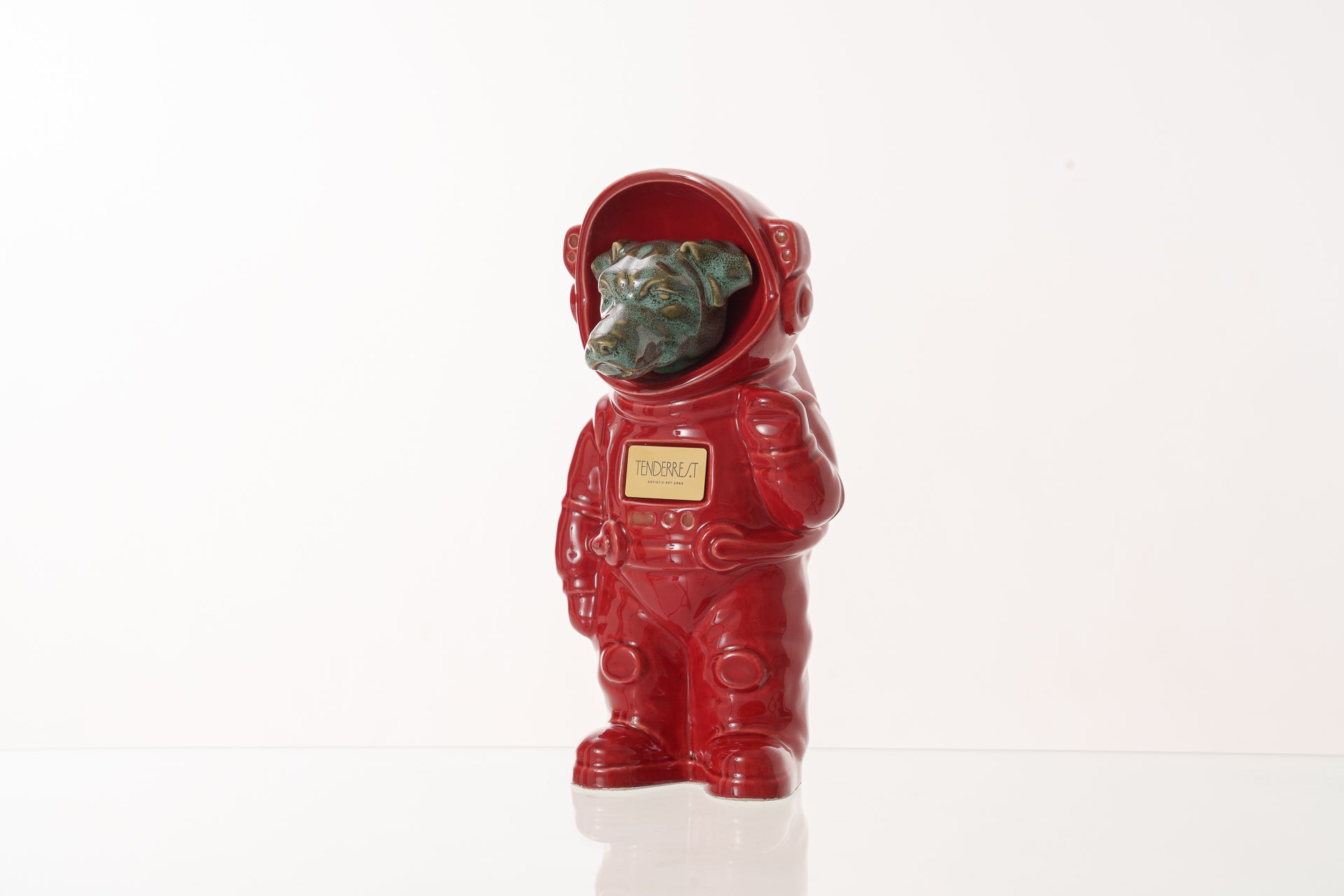 Urn for Ashes Astronaut Dog Jack Russel. Handmade Customisable Dog Cremation Urn. Handmade Astronaut Art Urn. Keepsake for Ashes by TenderRest. Red Costume