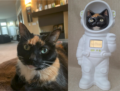Urna de cremación personalizable para mascotas - Gato | Figura de cerámica hecha a mano