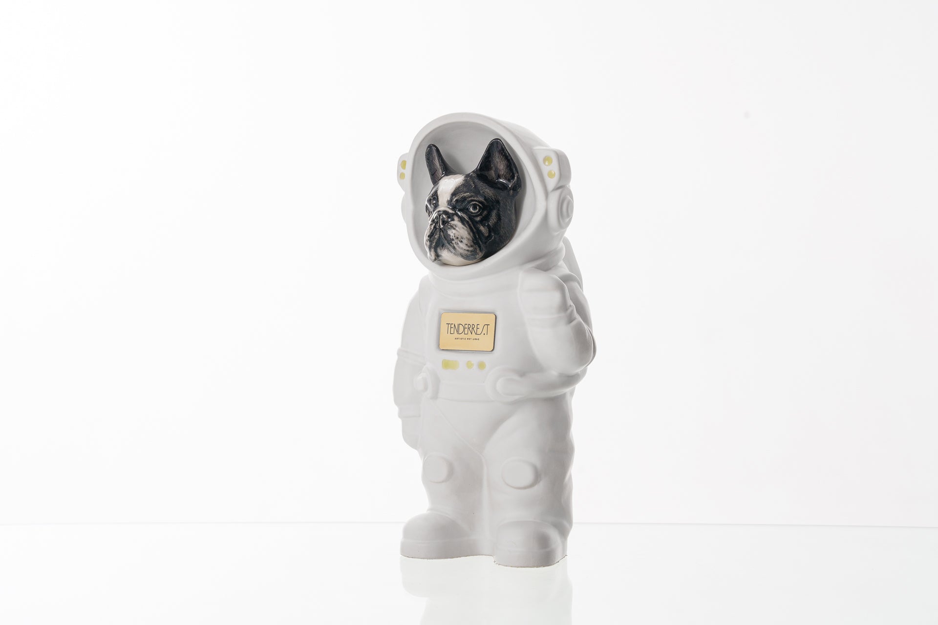 Urn for Ashes Astronaut Dog French Bulldog. Handmade Customisable Dog Cremation Urn. Handmade Astronaut Art Urn. Keepsake for Ashes by TenderRest. White Suite 