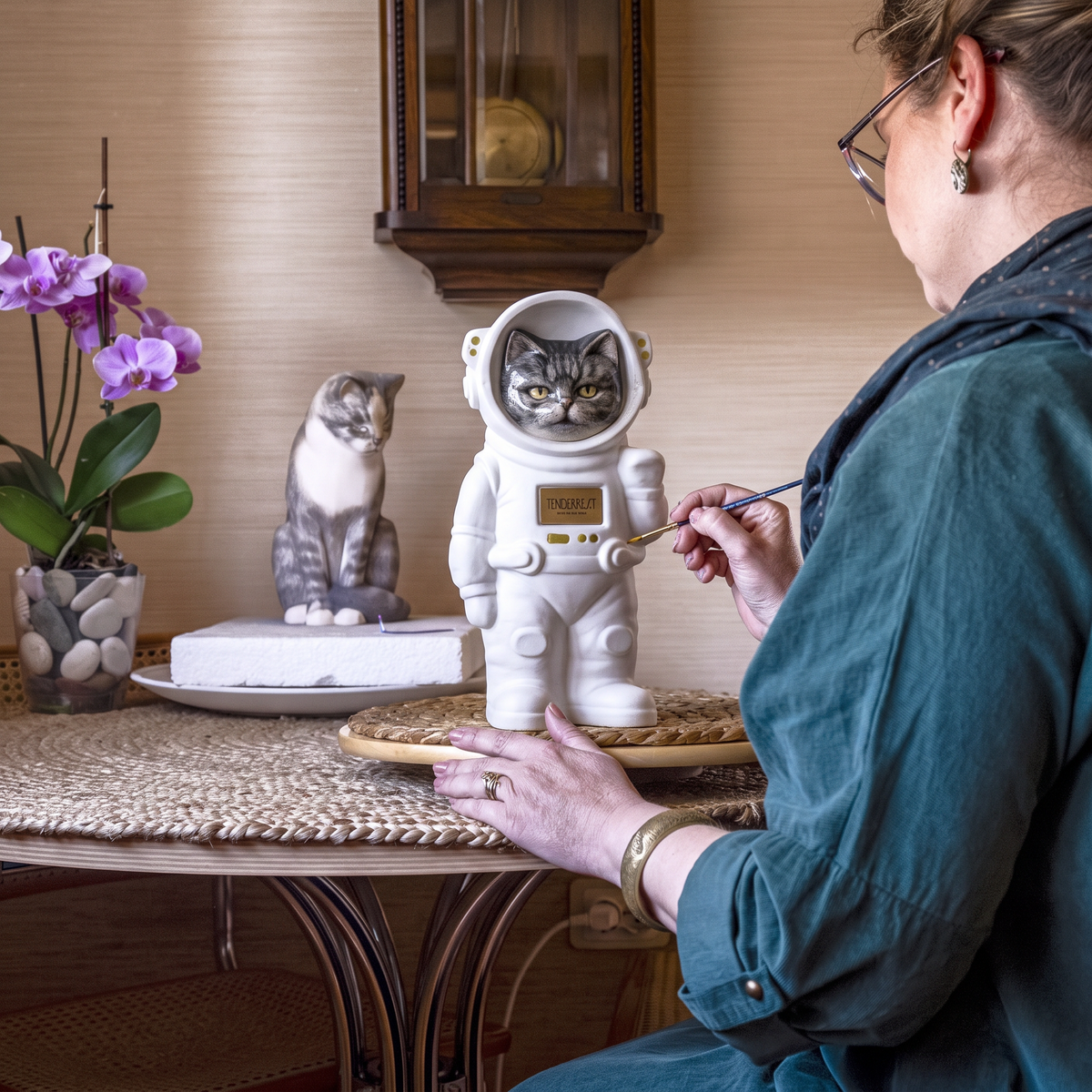 Urna de cremación personalizable para mascotas - Gato | Figura de cerámica hecha a mano
